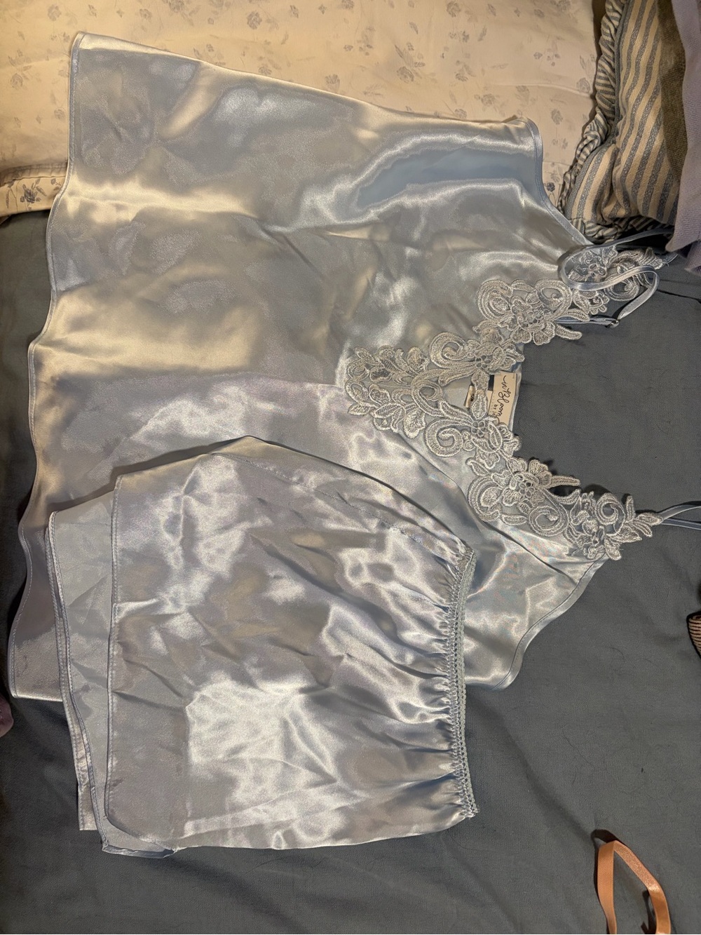 Satin Lace Trim Cami & Shorts Sleep Set